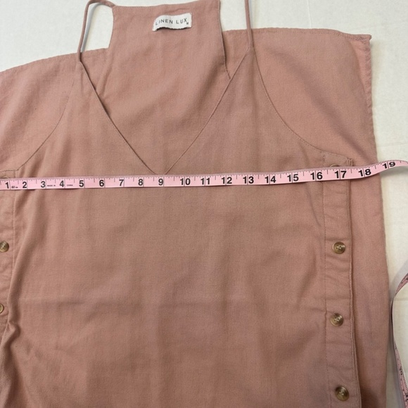 Linen Lux Side botton vneck blush pink dress size: Medium - Picture 7 of 9